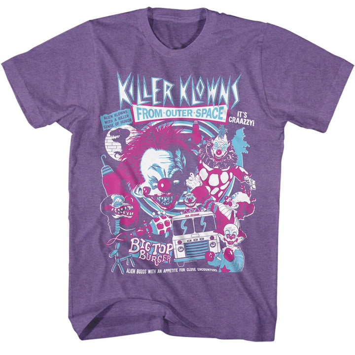 Killer Klowns From Outer Space - Crazy Bunch - American Classics - Heather Purple Adult Short Sleeve T-Shirt