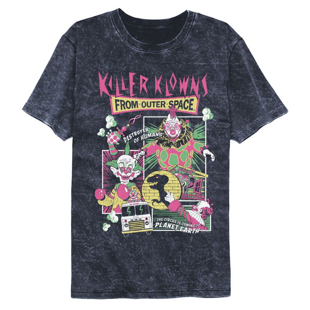 Killer Klowns Comic Boxes Officially Licensed Adult Short Sleeve Mineral Wash T-Shirt
