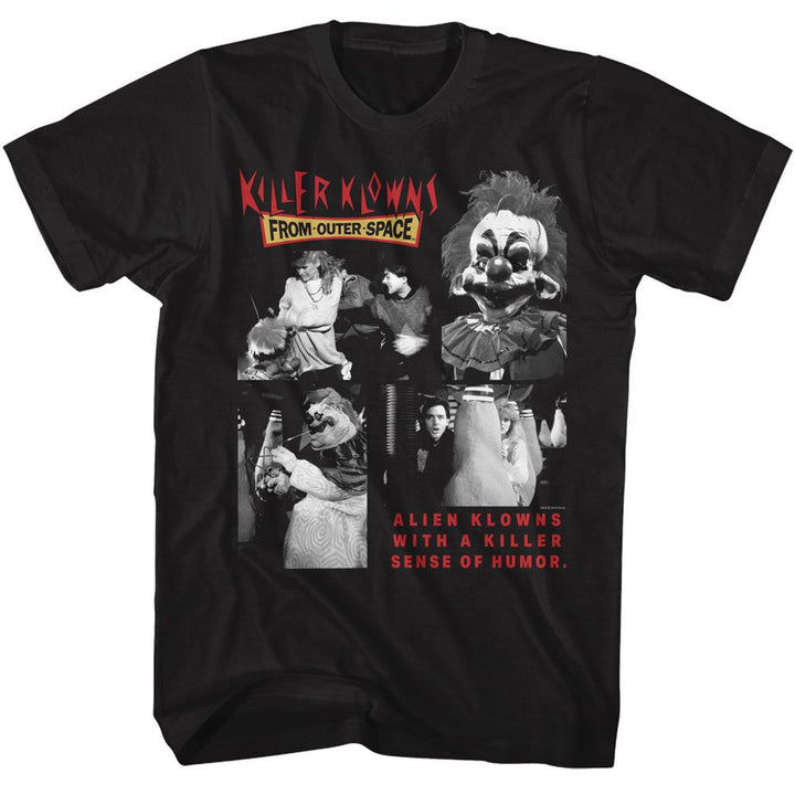 Killer Klowns From Outer Space - Four Black & White Photos - American Classics - Solid Black Adult Short Sleeve T-Shirt