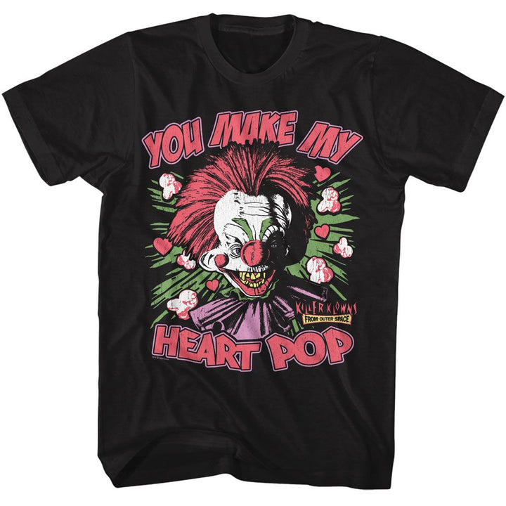 Killer Klowns From Outer Space - Heart Pop - American Classics - Solid Black Adult Short Sleeve T-Shirt