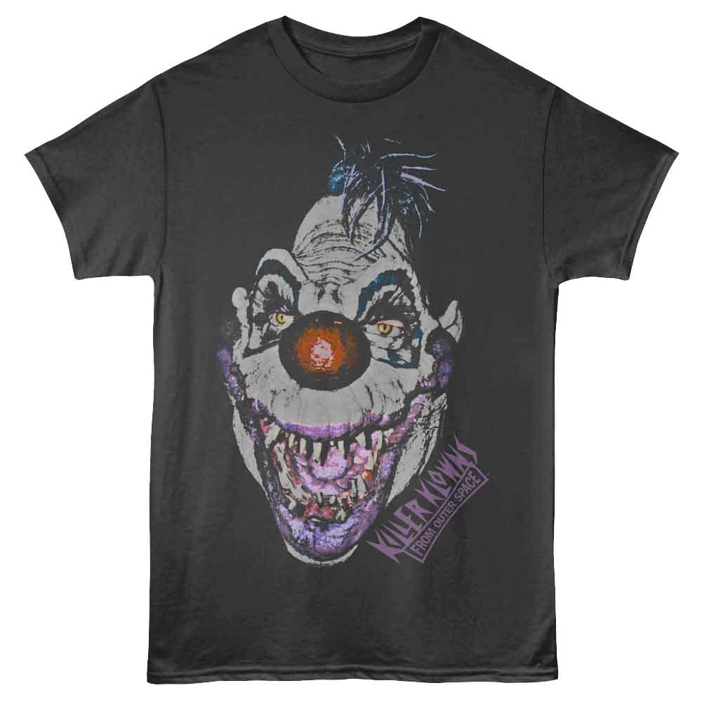 Killer Klowns - Big Head Klown - Gray - Front Print Solid Adult Unisex Short Sleeve T-Shirt