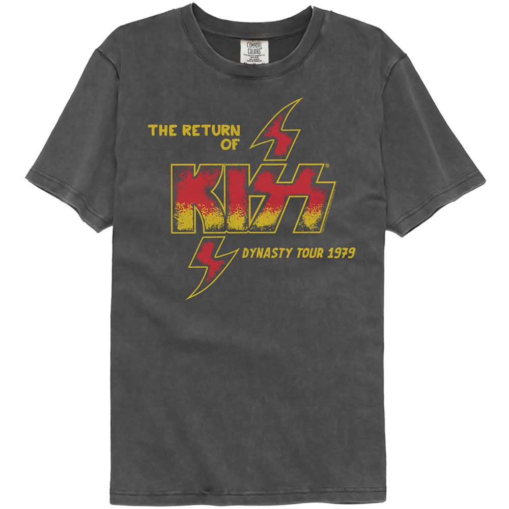 Kiss The Return Of Kiss 1979 Officially Licensed Adult Short Sleeve Washed Black T-Shirt