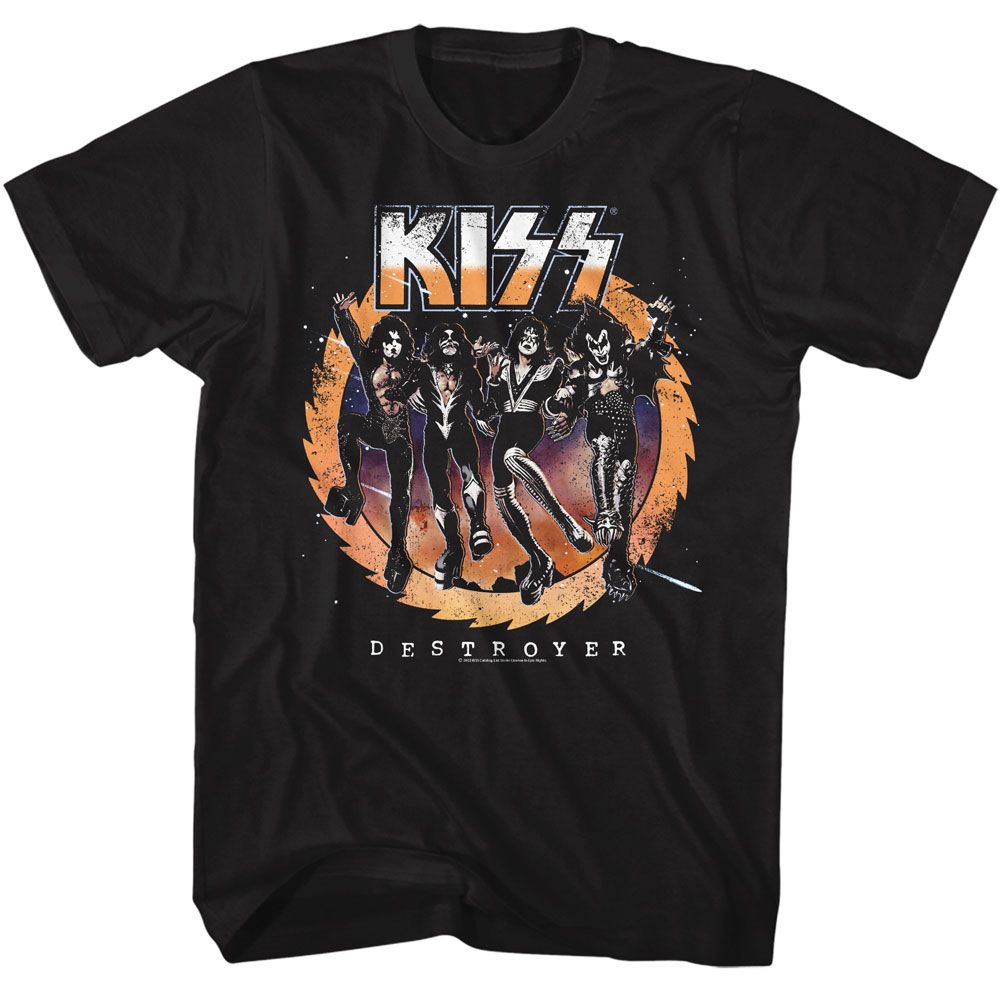 KISS - Destroyer Album - American Classics - Solid Black Adult Short Sleeve T-Shirt