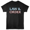 Law And Order - Lao Logo - Front Print Adult Short Sleeve Solid T-Shirt - Black