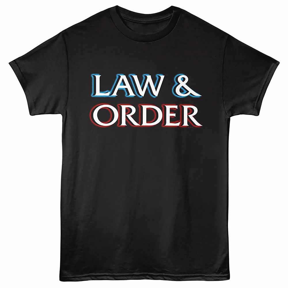 Law And Order - Lao Logo - Front Print Adult Short Sleeve Solid T-Shirt - Black