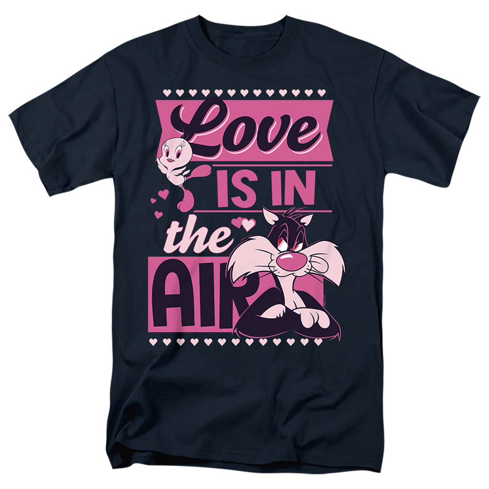 Looney Tunes Valentine's Day Tweety Sylvester Adult Unisex T-Shirt Blue