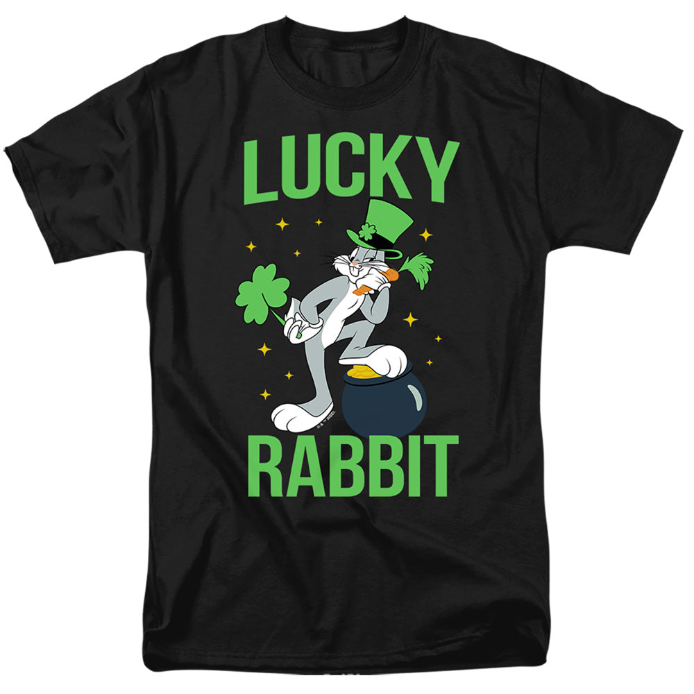 Looney Tunes Bugs Bunny St. Patrick's Lucky Rabbit Adult Unisex T-Shirt Black