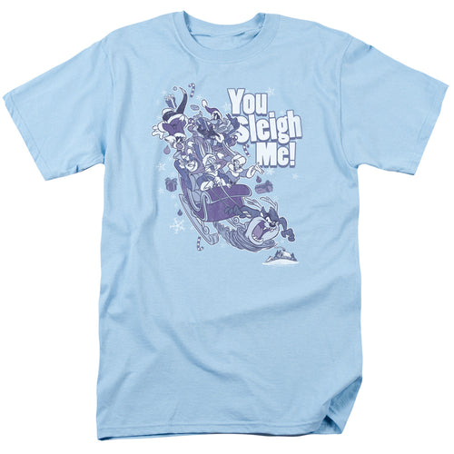 Looney Tunes - You Sleigh Me - Adult Unisex Short Sleeve T-Shirt - Blue