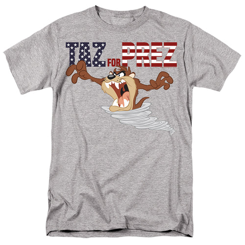 Looney Tunes - Taz For Prez 3 - Adult Unisex Short Sleeve T-Shirt - Gray