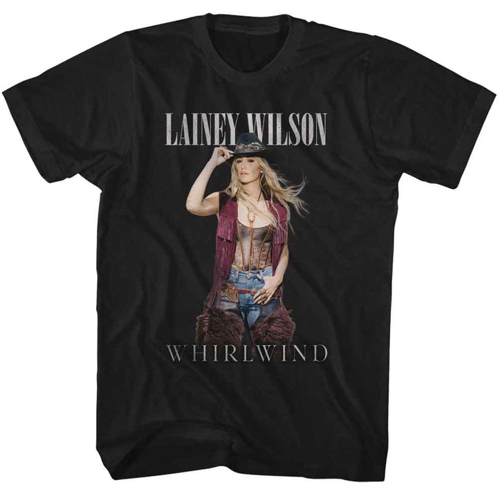 Lainey Wilson - Whirlwind - Officially Licensed - Black Solid Front Print Adult Short Sleeve T-Shirt
