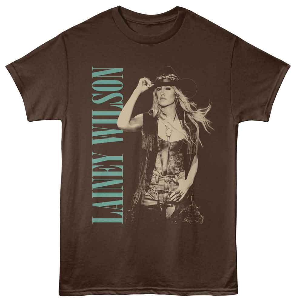 Lainey Wilson - Monotone Cowboy Hat - American Classics - Dark Chocolate Adult Short Sleeve T-Shirt