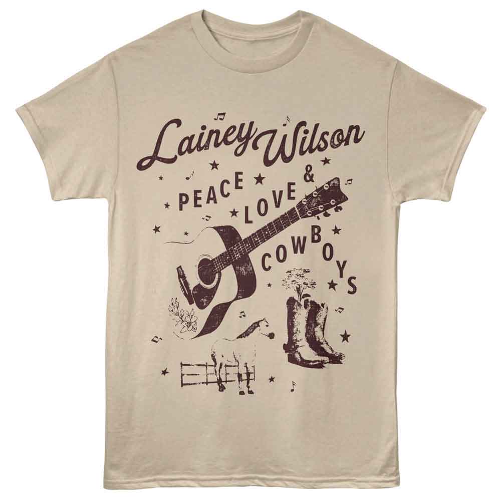 Lainey Wilson - Peace Love Cowboys - Licensed Adult Unisex Short Sleeve T-Shirt - Sand