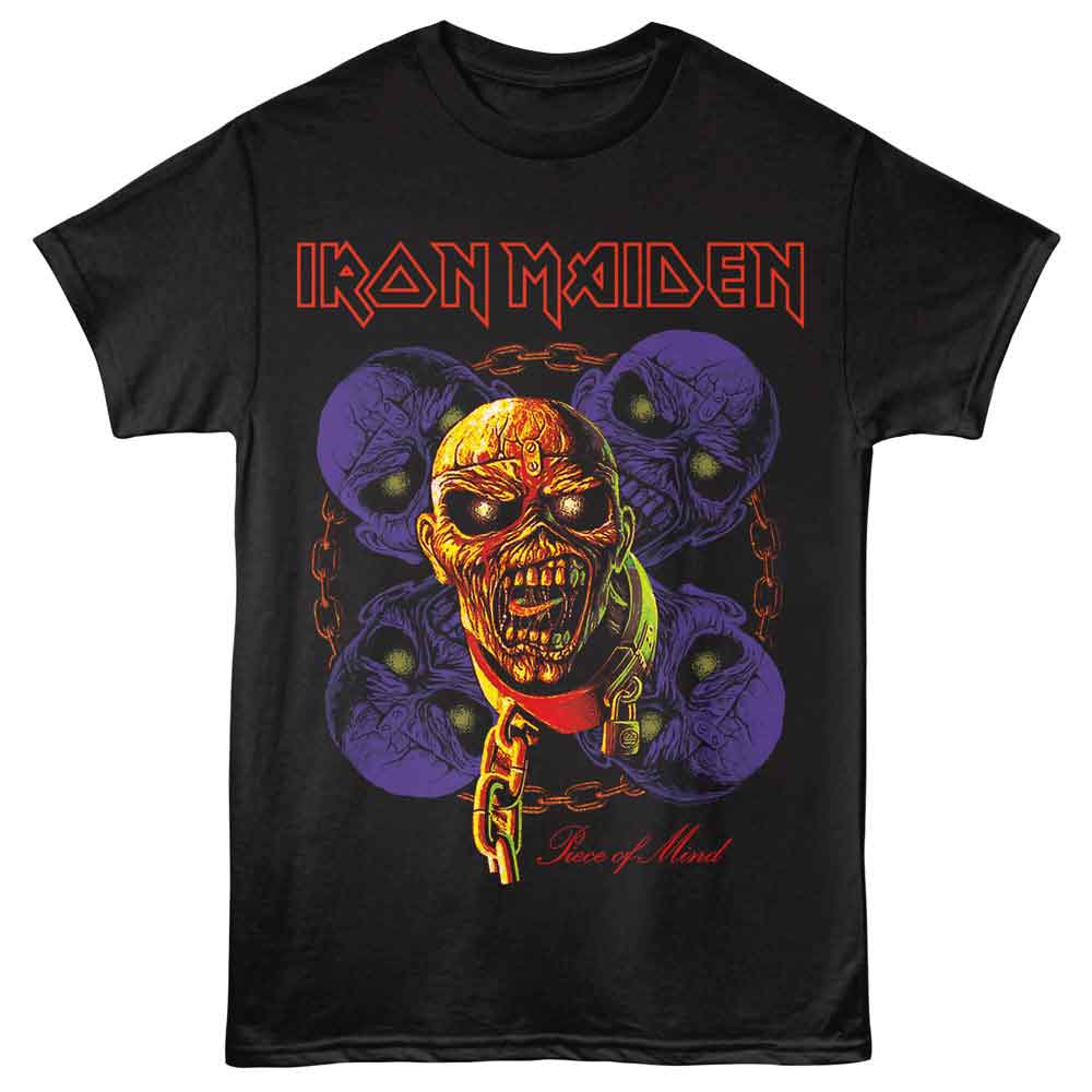 Iron Maiden - Ghouls And Chain - Black - Front Print Solid Adult Unisex Short Sleeve T-Shirt