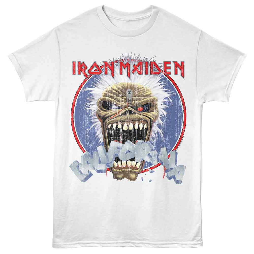 Iron Maiden - Cali Stone Text - Adult Short Sleeve T-Shirt - White