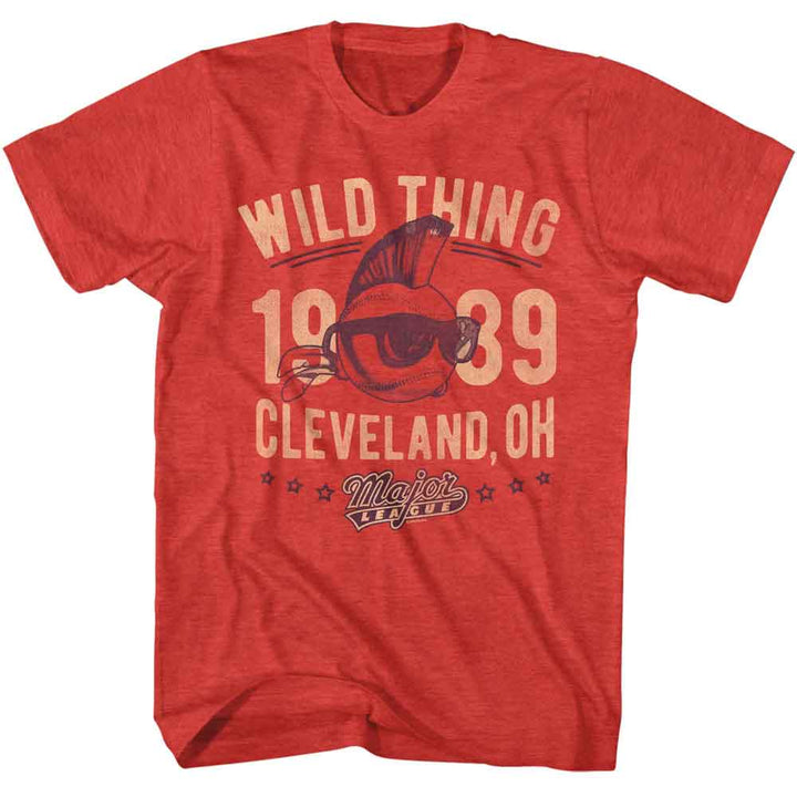 Major League - Wild Thing 89 - American Classics - Heather Red Adult Short Sleeve T-Shirt
