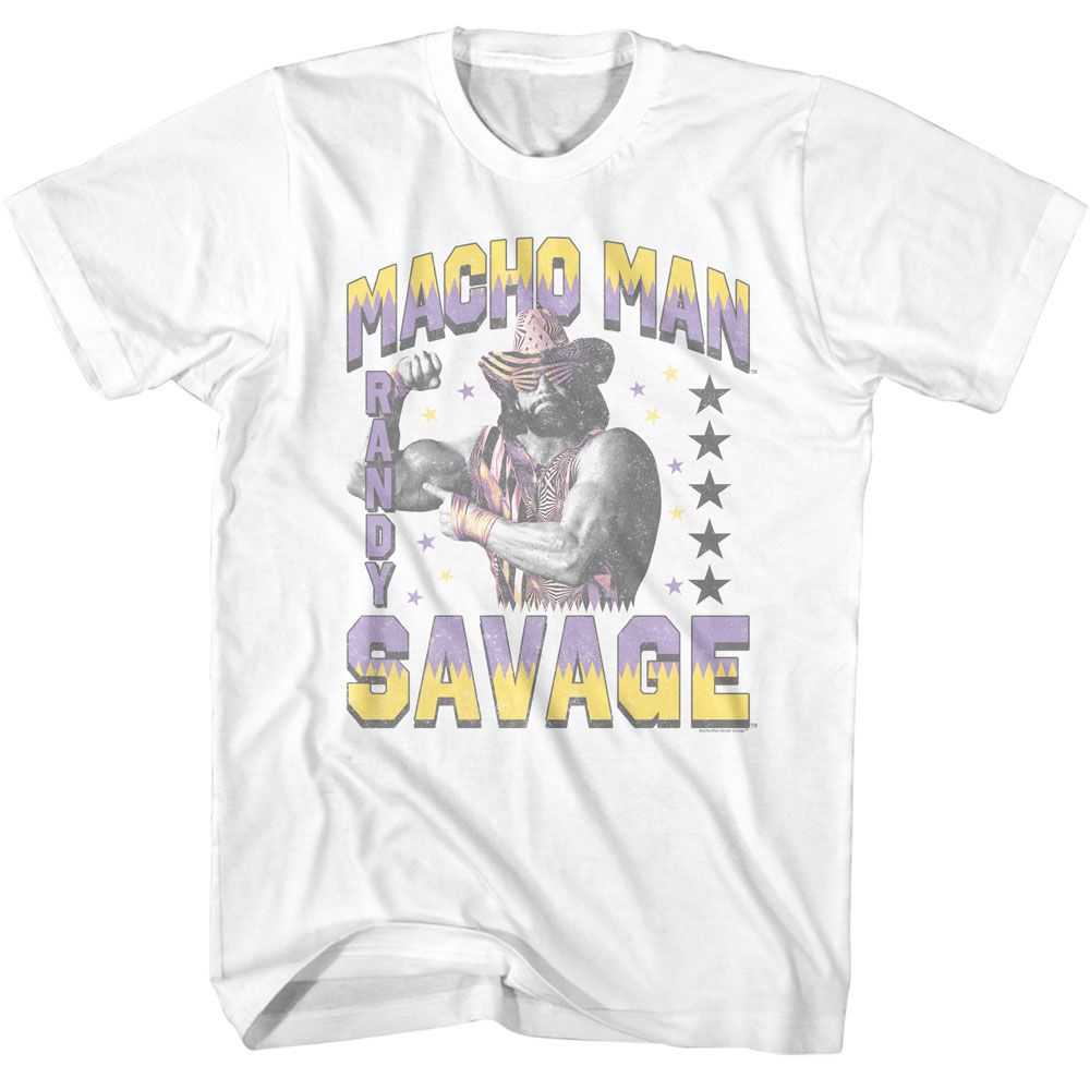 Macho Man - Randy And Stars - American Classics - Solid White Adult Short Sleeve T-Shirt