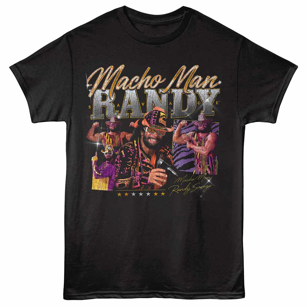 Macho Man - Collage - Adult Unisex Short Sleeve T-Shirt - Black