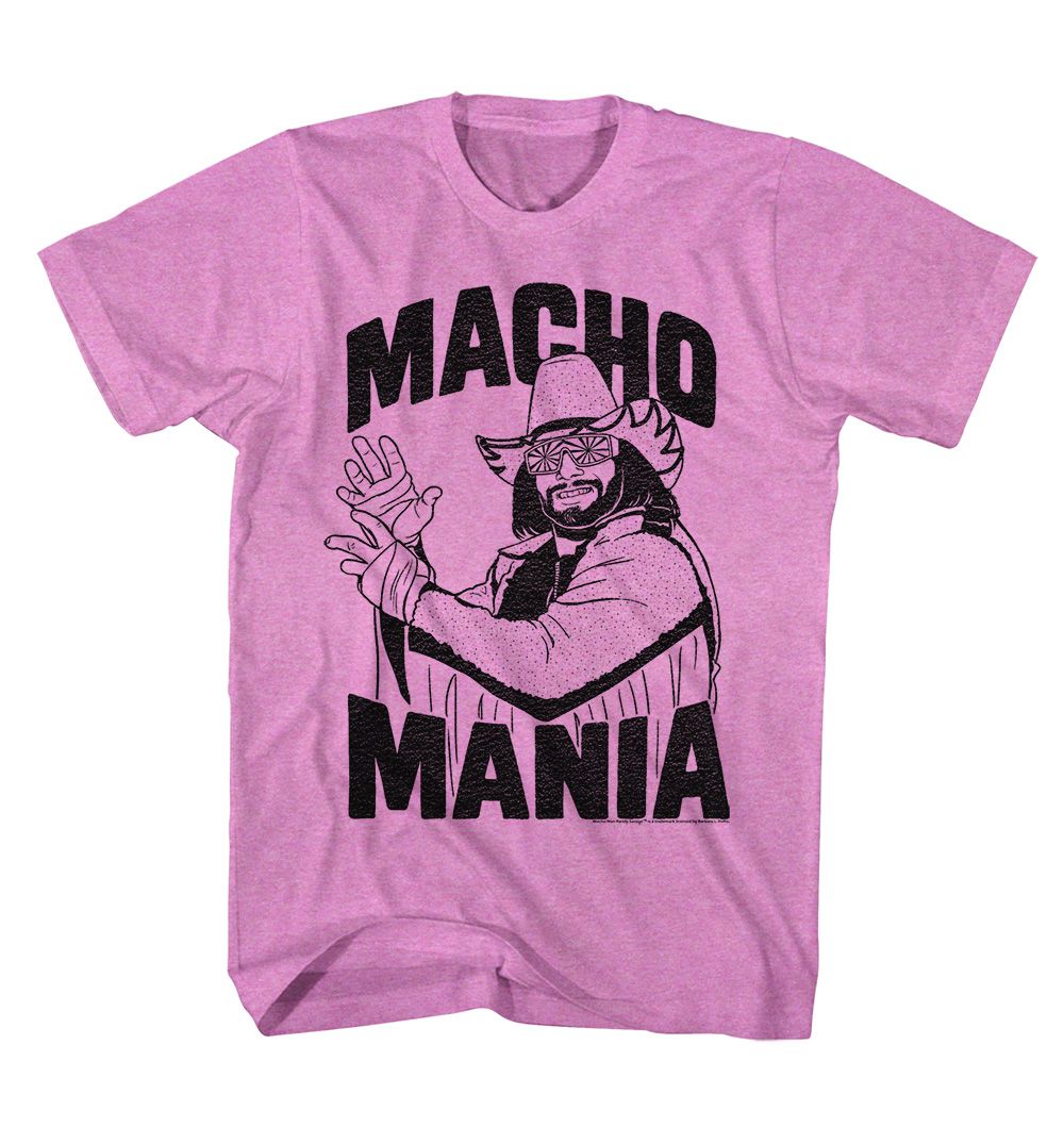 Macho Man - Mania - American Classics - Heather Purple Adult Short Sleeve T-Shirt