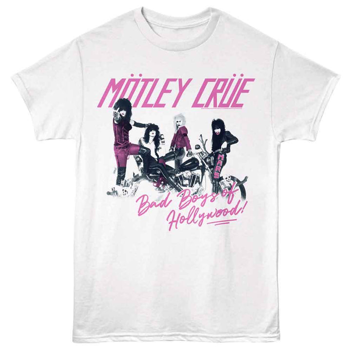 Motley Crue - Bad Boys - Adult Short Sleeve T-Shirt - White