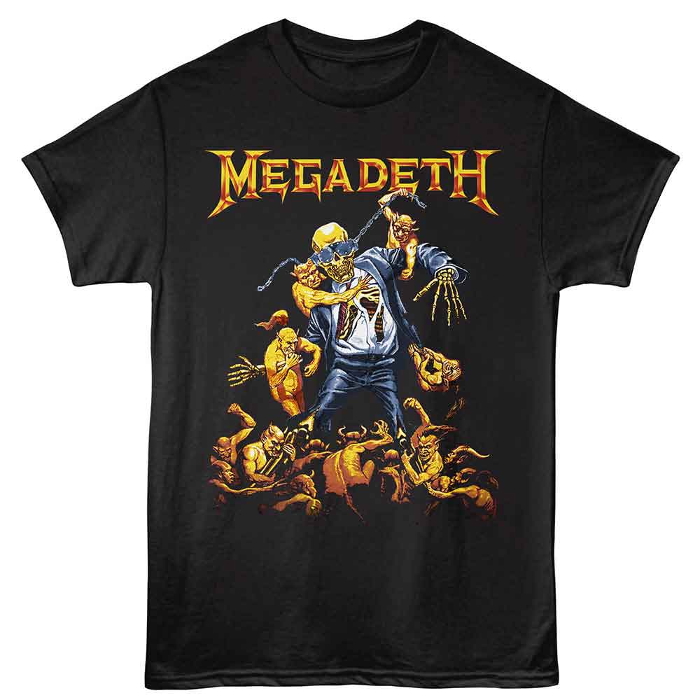 Megadeth - Vic Goes To Hell - Black Front Print Solid Adult Unisex Short Sleeve T-Shirt