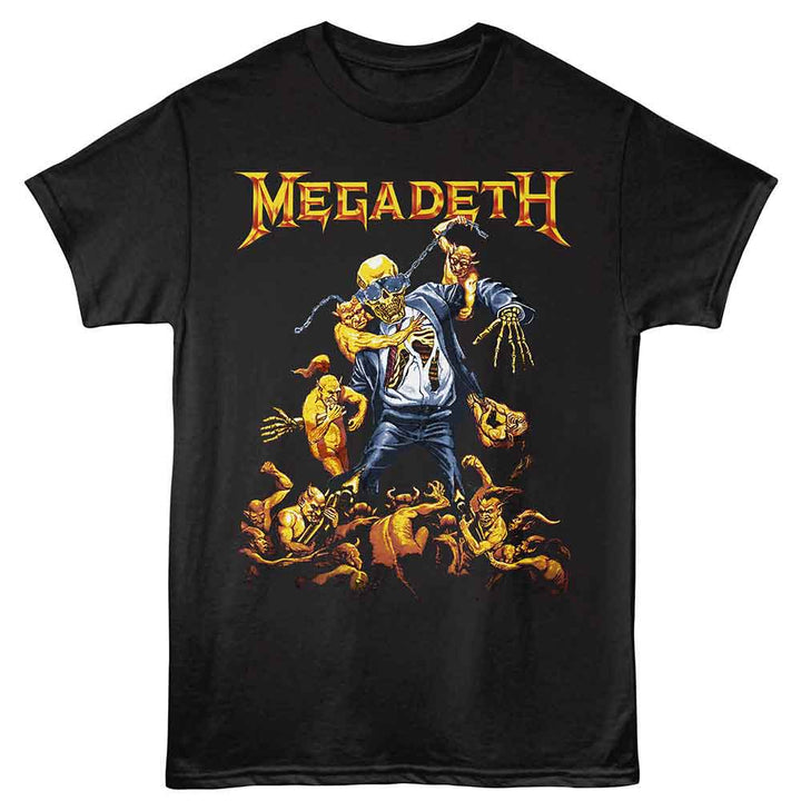 Megadeth - Vic Goes To Hell - Black Front Print Solid Adult Unisex Short Sleeve T-Shirt