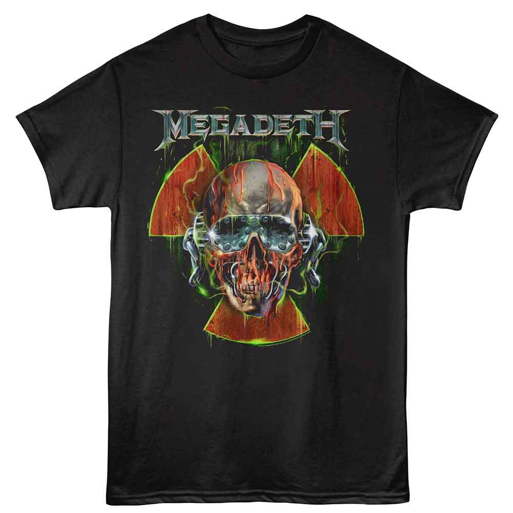 Megadeth - Vic And Radioactive Symbol - Black Front Print Solid Adult Unisex Short Sleeve T-Shirt