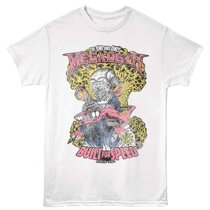 Megadeth - Built For Speed - White Front Print Solid Adult Unisex Short Sleeve T-Shirt