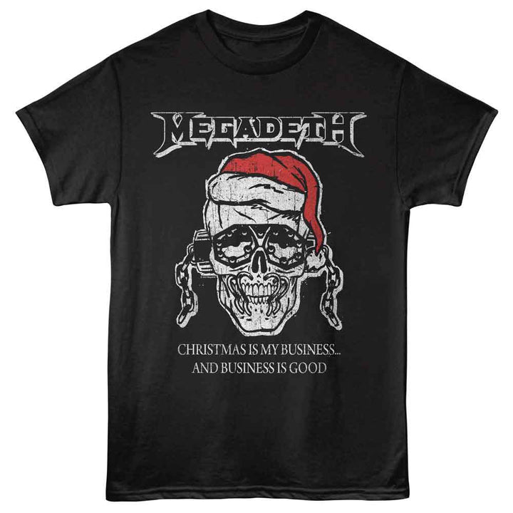 Megadeth - Christmas Is My Business - Black Front Print Solid Adult Unisex Short Sleeve T-Shirt