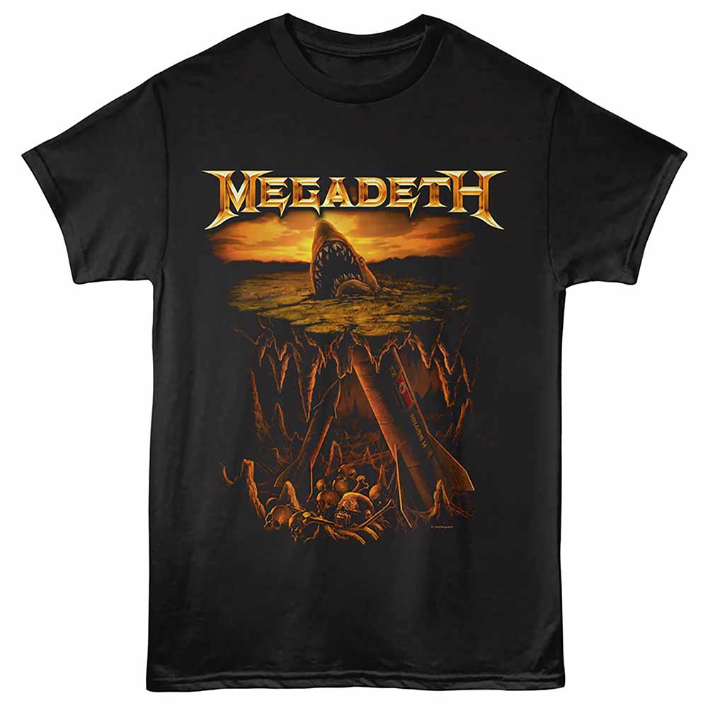 Megadeth - Shark Nukes - Front Print Adult Short Sleeve Solid T-Shirt - Black