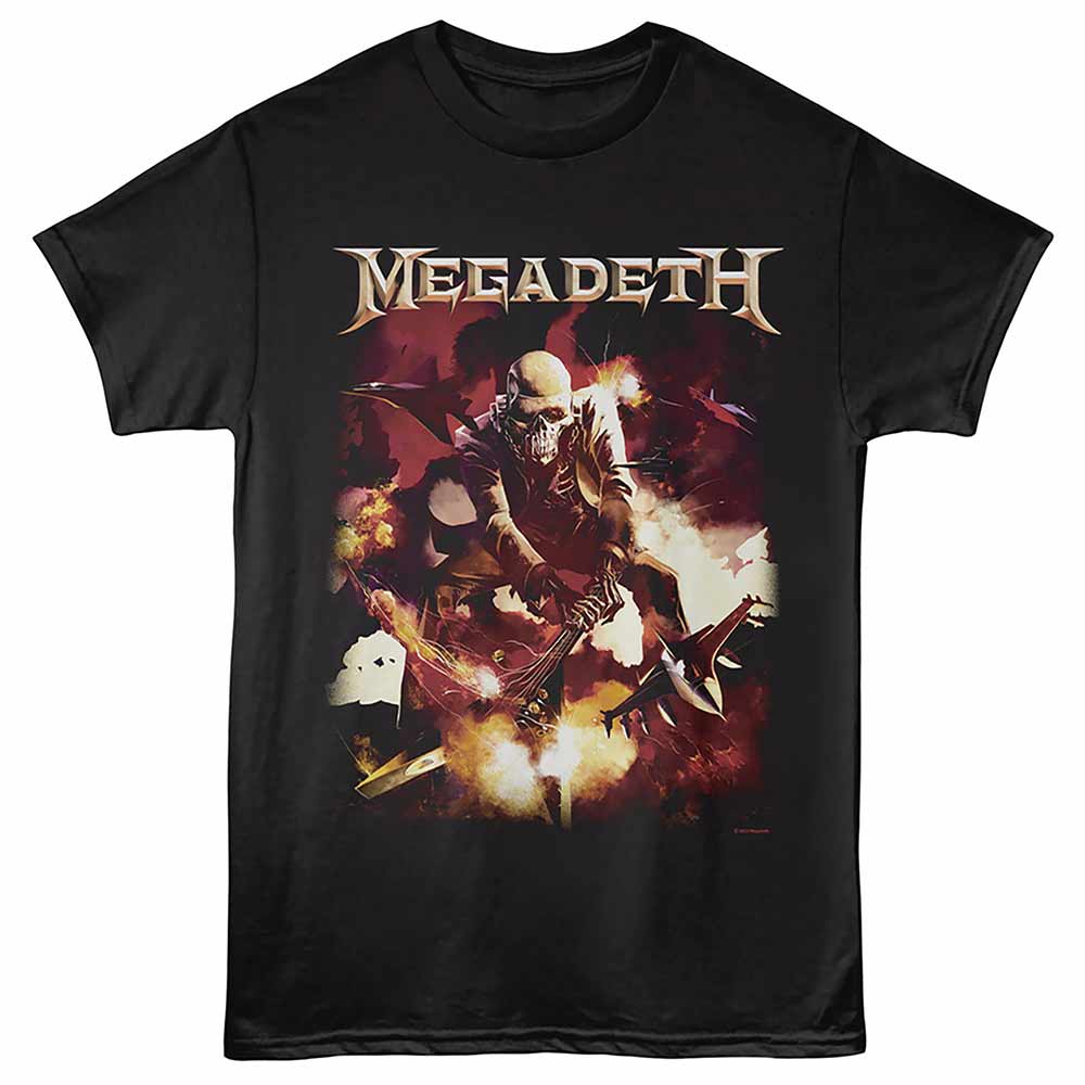 Megadeth - Guitar Smash - Front Print Adult Short Sleeve Solid T-Shirt - Black