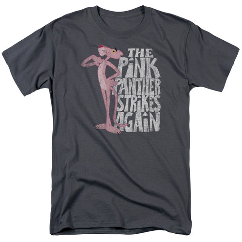 Pink Panther - Strikes Again - Adult Unisex Short Sleeve T-Shirt - Gray