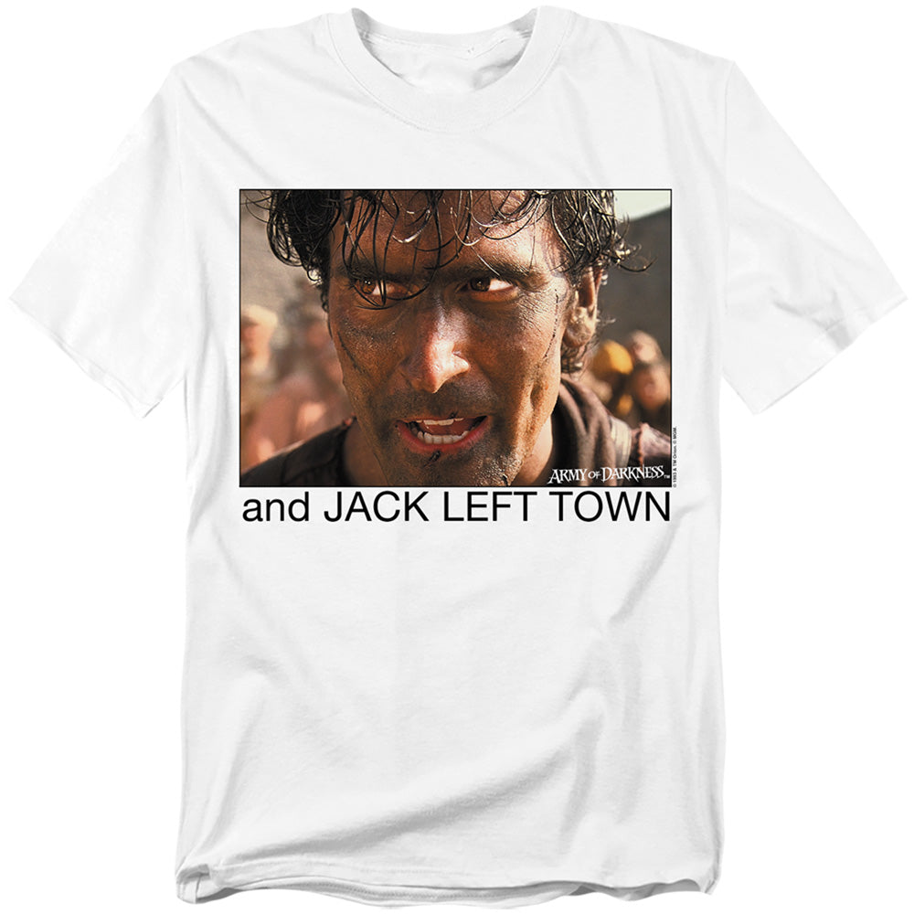 Army Of Darkness - Jack Left Town - Adult Unisex Short Sleeve T-Shirt - White