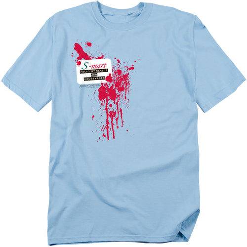 Army Of Darkness - S Mart Name Tag - Adult Unisex Short Sleeve T-Shirt - Blue