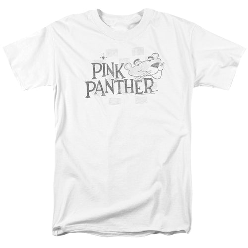 Pink Panther - Sketch Logo - Adult Unisex Short Sleeve T-Shirt - White