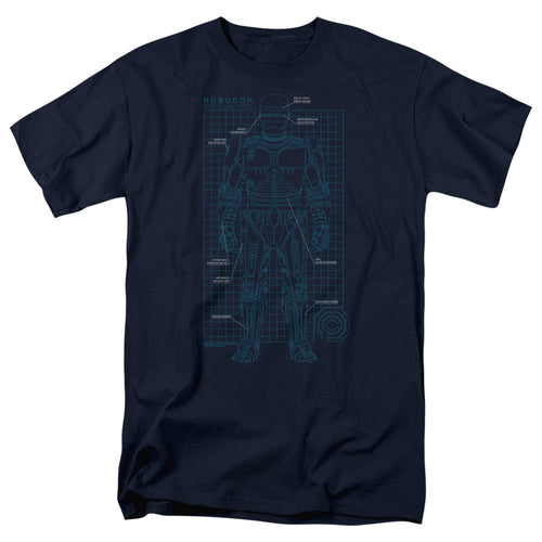 Robocop - Schematic - Adult Unisex Short Sleeve T-Shirt - Blue