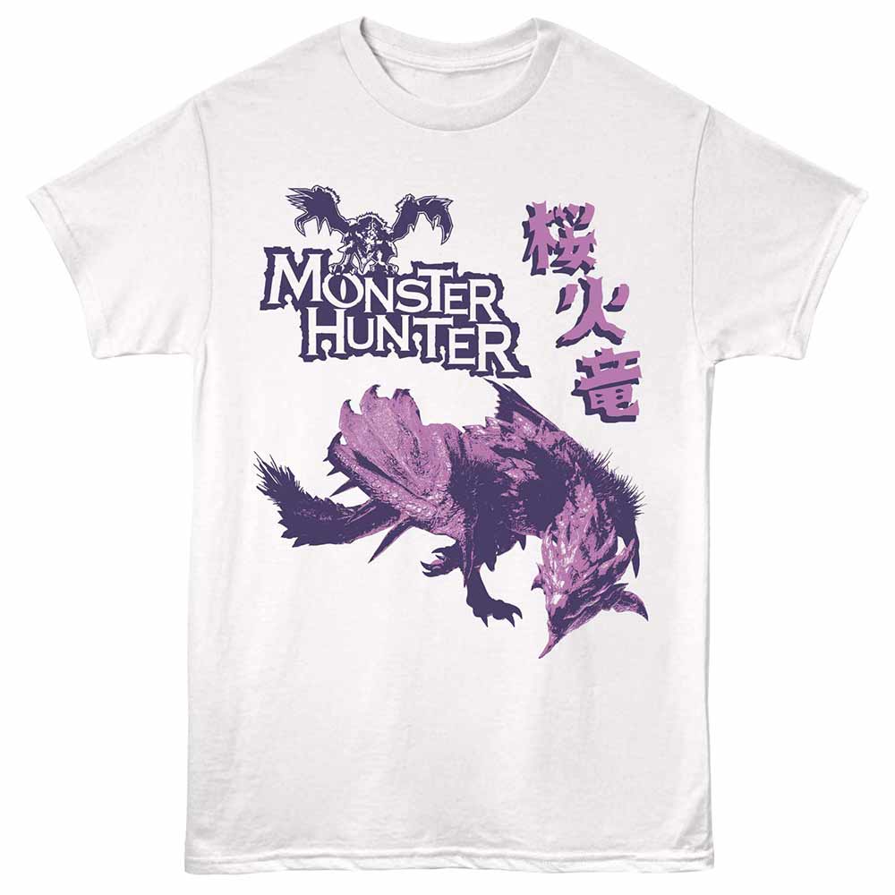 Monster Hunter - Sakura Fire Dragon - Adult Unisex Short Sleeve T-Shirt - White