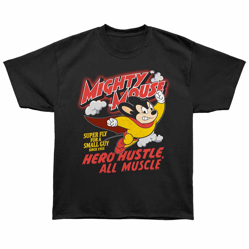 Mighty Mouse - Hero Hustle - Bronx Oversized Short Sleeve T-Shirt - Front Print - Black