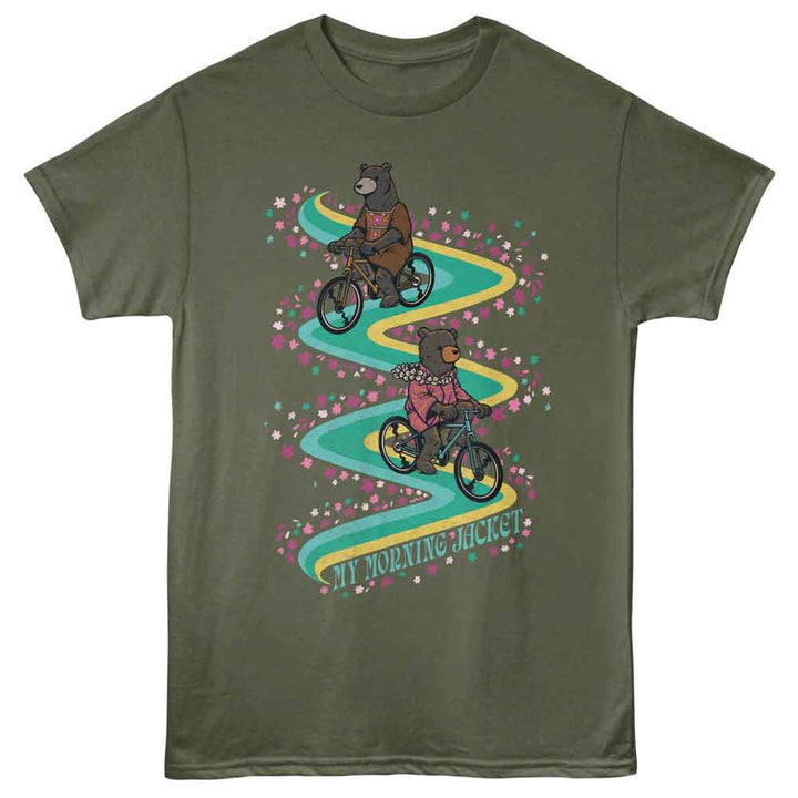 My Morning Jacket - Biking Bears - Green - Front Print Solid Adult Unisex Short Sleeve T-Shirt