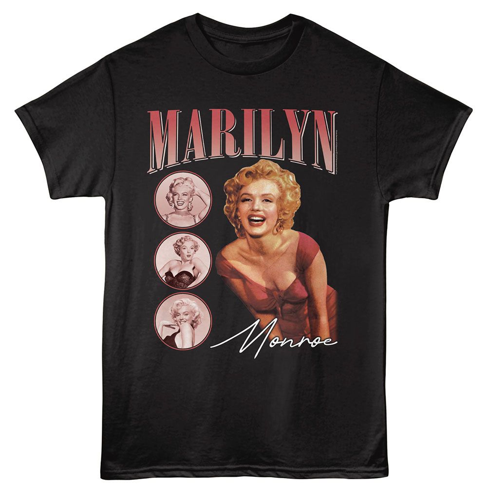 Marilyn Monroe - 3 Circle Comp - American Classics - Black Adult Short Sleeve T-Shirt