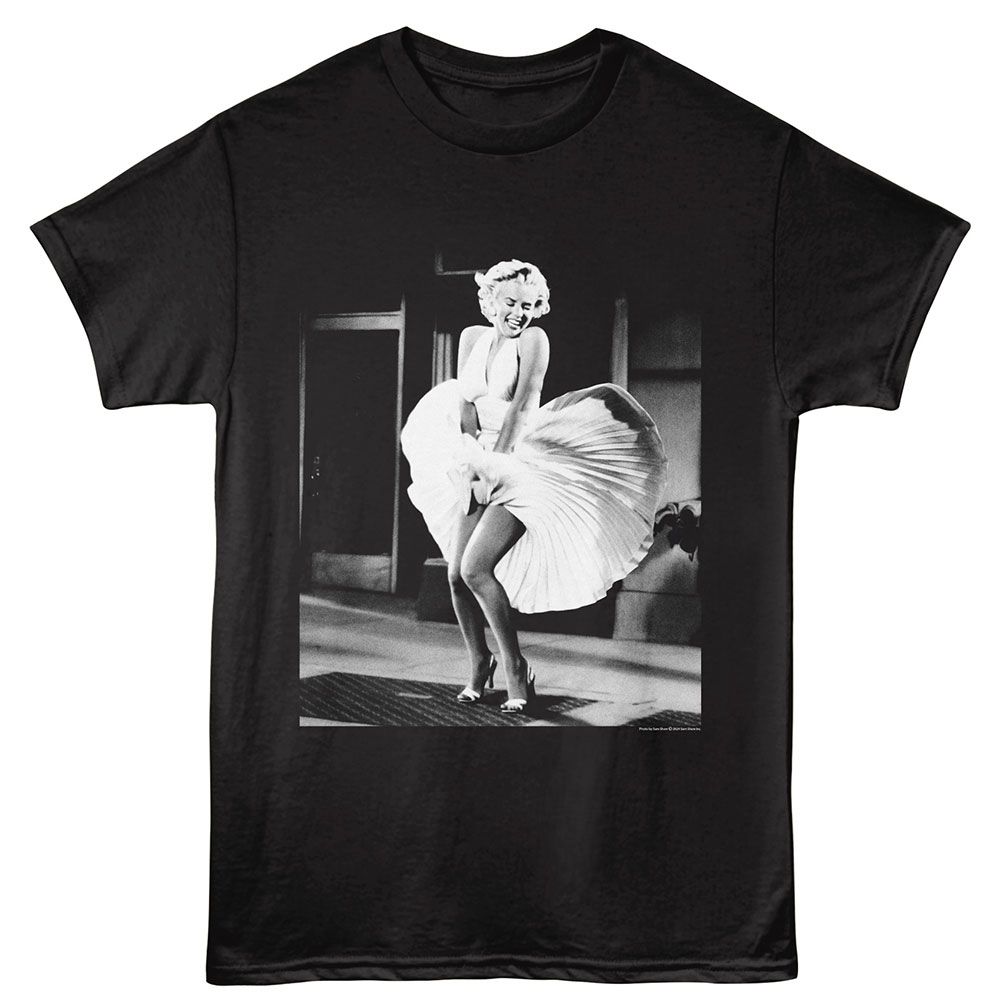 Marilyn Monroe - Black & White Dress - American Classics - Black Adult Short Sleeve T-Shirt