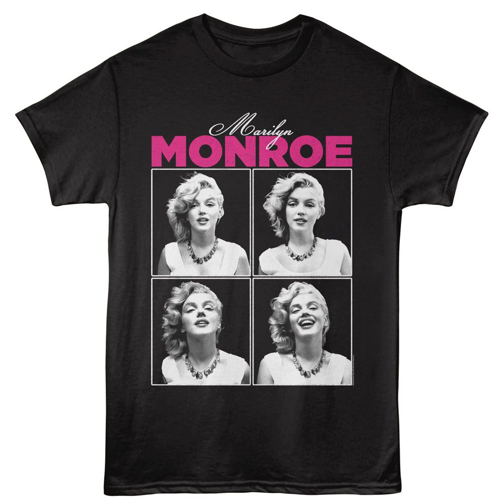 Marilyn Monroe - Multi Photo - American Classics - Solid Black Adult Short Sleeve T-Shirt