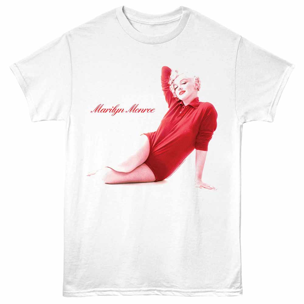 Marilyn Monroe - Floor Pose - Adult Unisex Short Sleeve T-Shirt - White