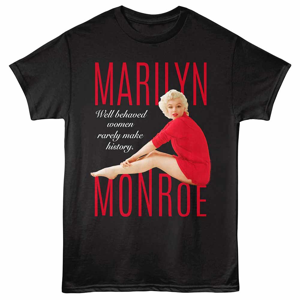 Marilyn Monroe - Well Behaved Women - Adult Unisex Short Sleeve T-Shirt - Black