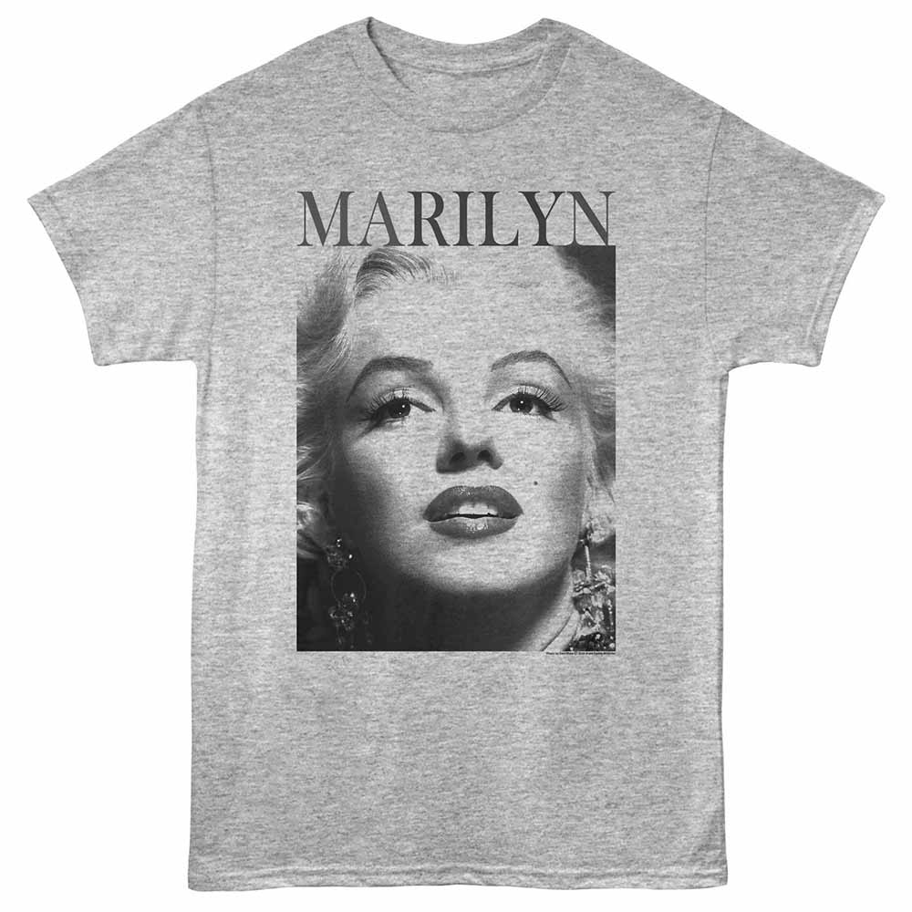 Marilyn Monroe - Face - Adult Unisex Short Sleeve T-Shirt - Gray Heather