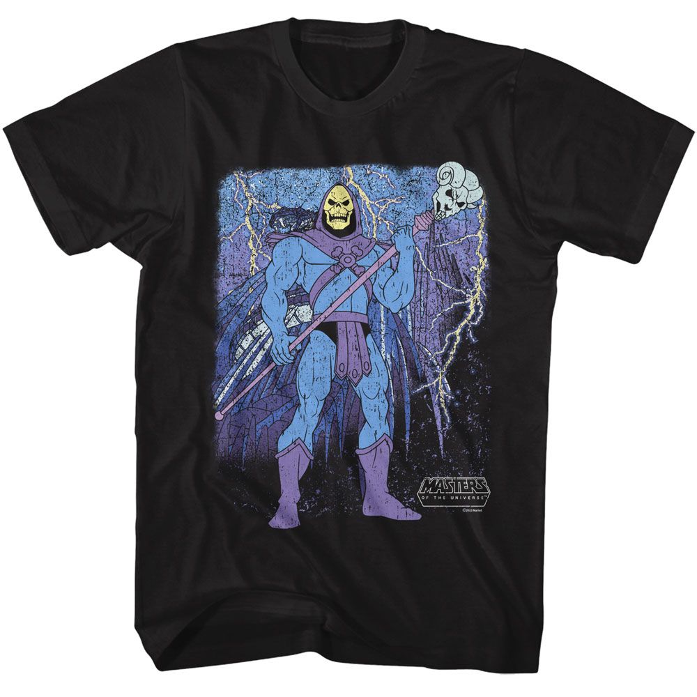 Masters Of The Universe - Skeletor And Skull Mountain - American Classics - Solid Black Adult Short Sleeve T-Shirt