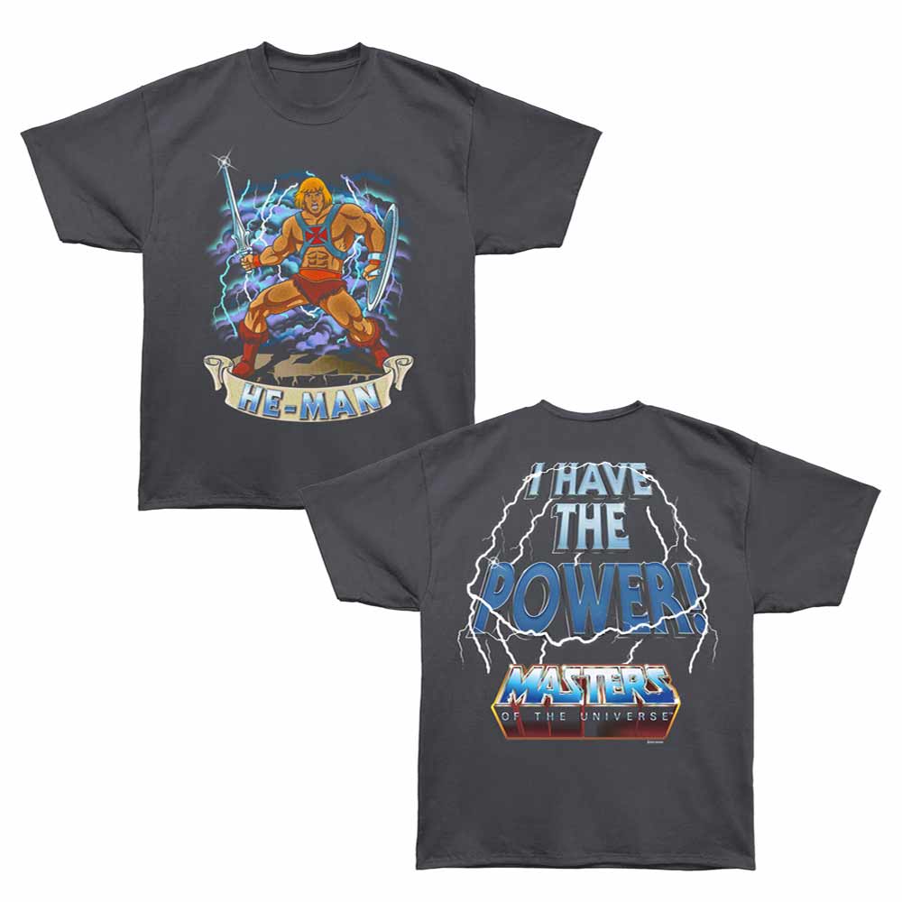 Masters Of The Universe - I Have The Power - Bronx Oversized Short Sleeve T-Shirt - Front & Back Print - Gray
