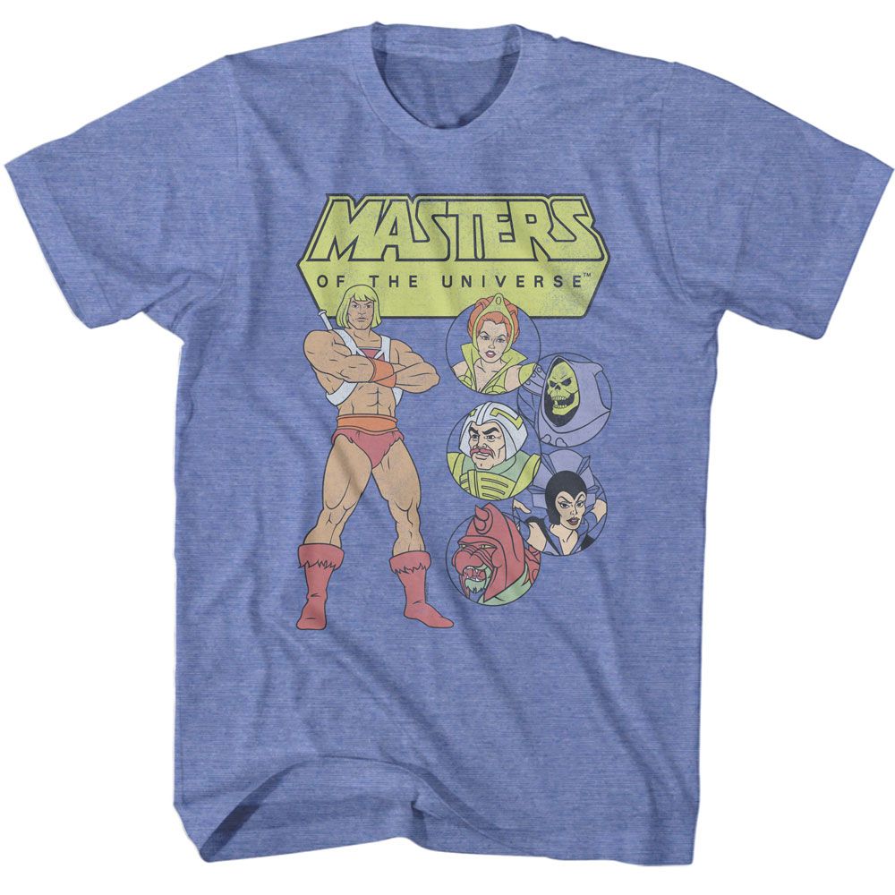 Masters Of The Universe - Character Circles - American Classics - Heather Blue Adult Short Sleeve T-Shirt