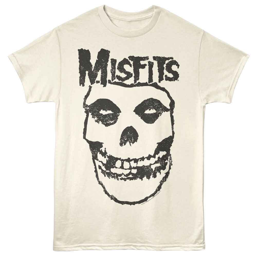 Misfits - Skull Inverted - Front Print Adult Short Sleeve Solid T-Shirt - Natural