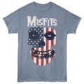 Misfits - Flag Face - Front Print Adult Short Sleeve Heather T-Shirt - Indigo Heather