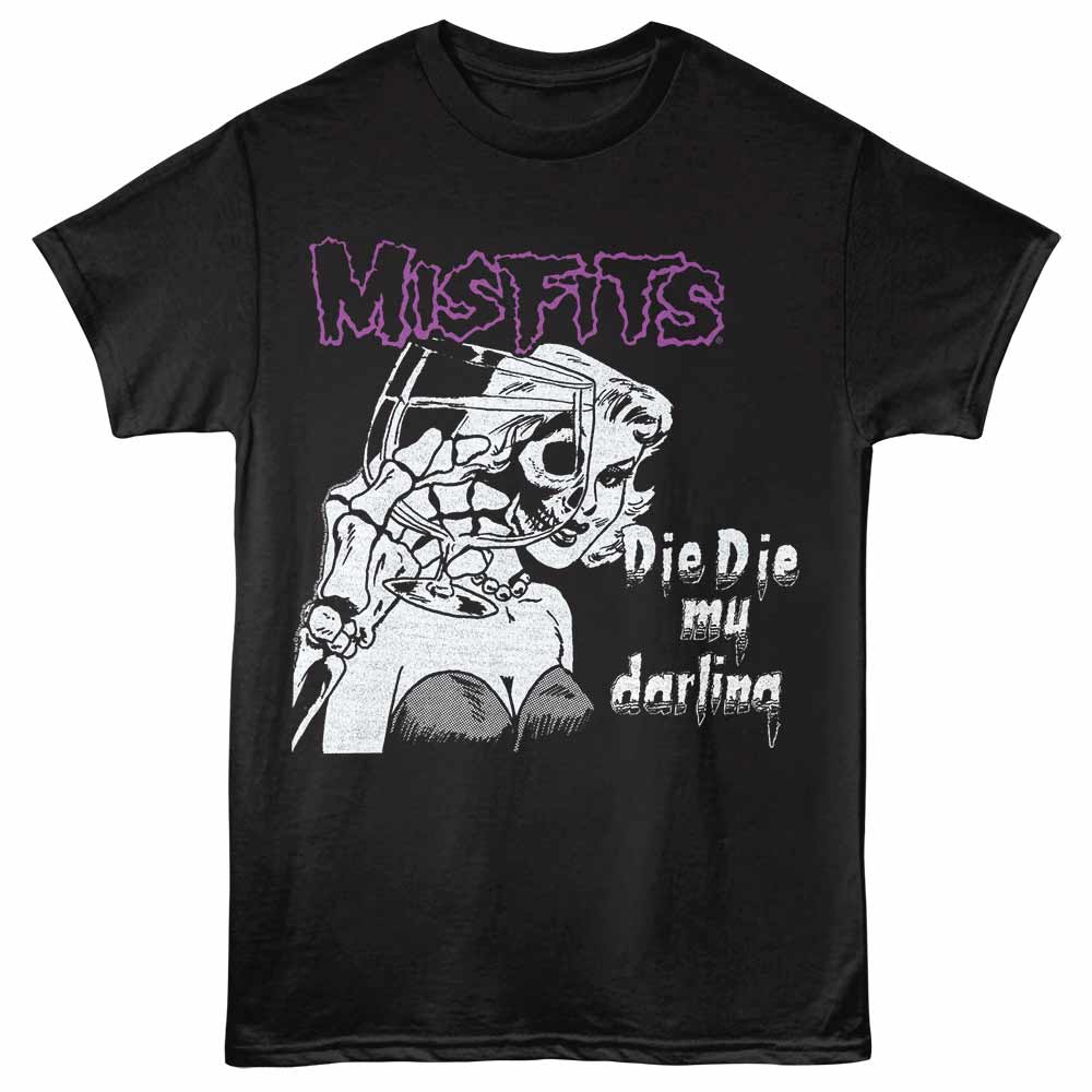 Misfits - Die Die - Front Print Adult Short Sleeve Solid T-Shirt - Black